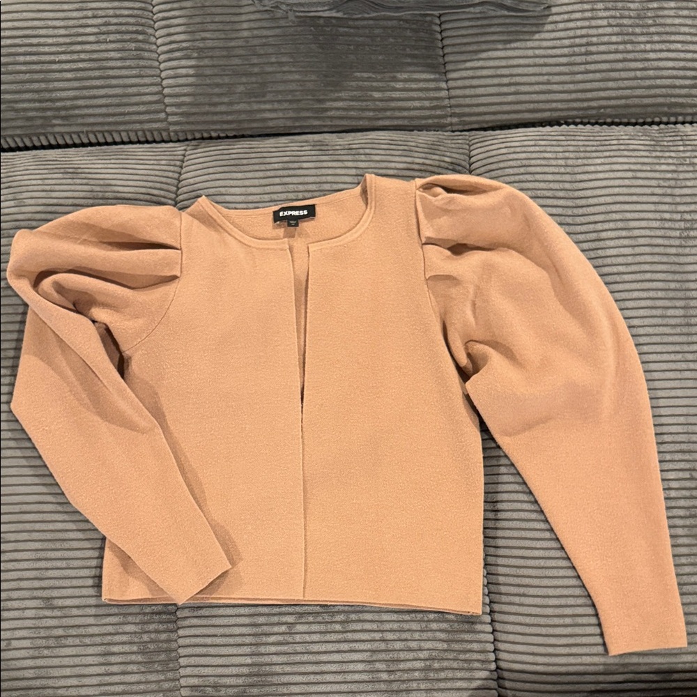 Express Women's Camel Puff Sleeve Cardigan, XS